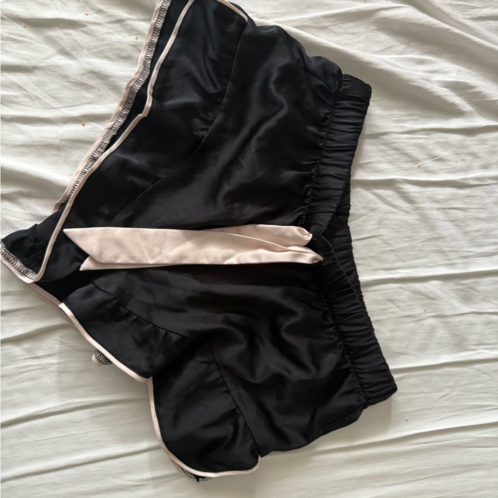 Black Satin Women's Shorts - Picture 1 of 3